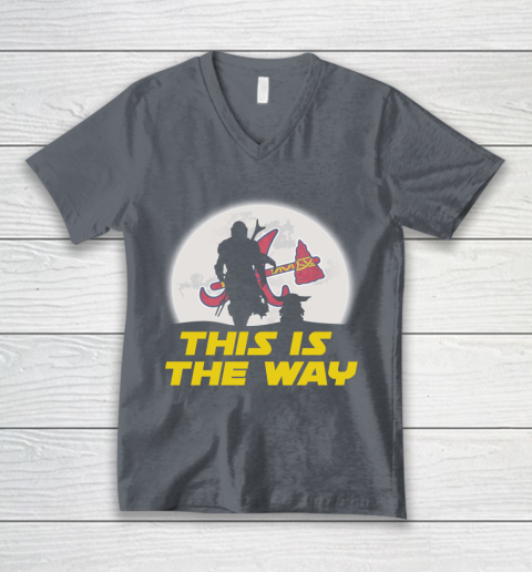 Atlanta Braves MLB Baseball Star Wars Yoda And Mandalorian This Is The Way V-Neck T-Shirt 4