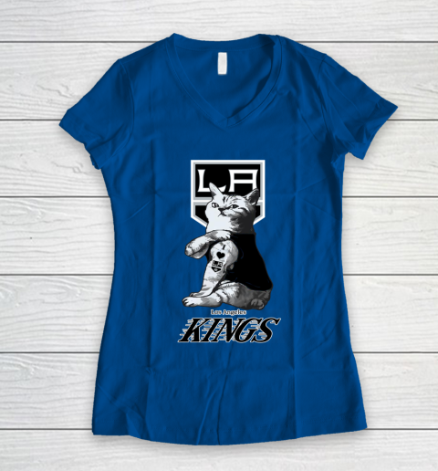 NHL My Cat Loves Los Angeles Kings Hockey Women's V-Neck T-Shirt 7