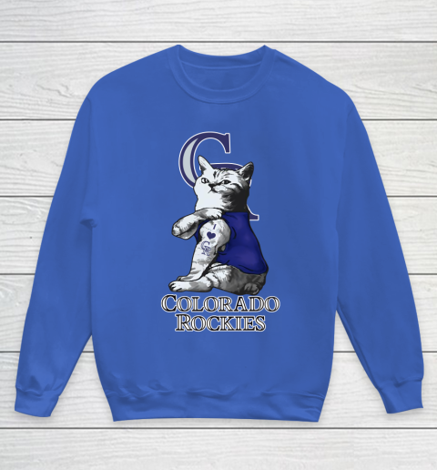 MLB Baseball My Cat Loves Colorado Rockies Youth Sweatshirt 6
