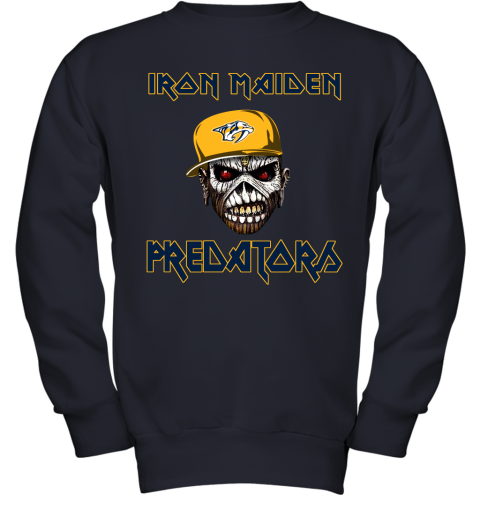 NHL Nashville Predators Iron Maiden Rock Band Music Hockey Sports QtB7n0QFSRH youth sweatshirt 47 95 151514 front navy