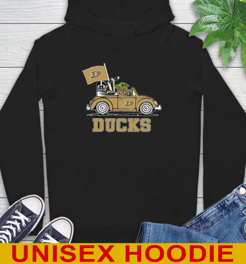 NHL Hockey Anaheim Ducks Darth Vader Baby Yoda Driving Star Wars Shirt Hoodie 2