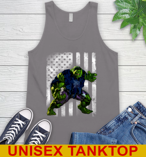 Detroit Tigers Hulk Marvel Avengers MLB Baseball American Flag Tank Top - Image 7