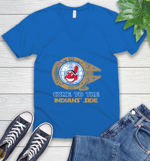 MLB Come To The Cleveland Indians Side Star Wars Baseball Sports V-Neck T-Shirt 5