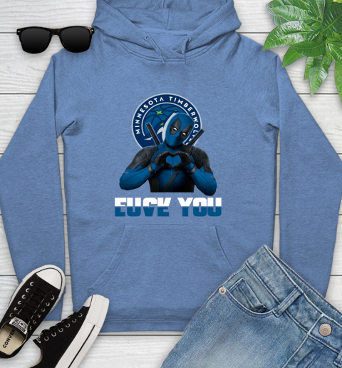 NBA Minnesota Timberwolves Deadpool Love You Fuck You Basketball Sports Youth Hoodie 13
