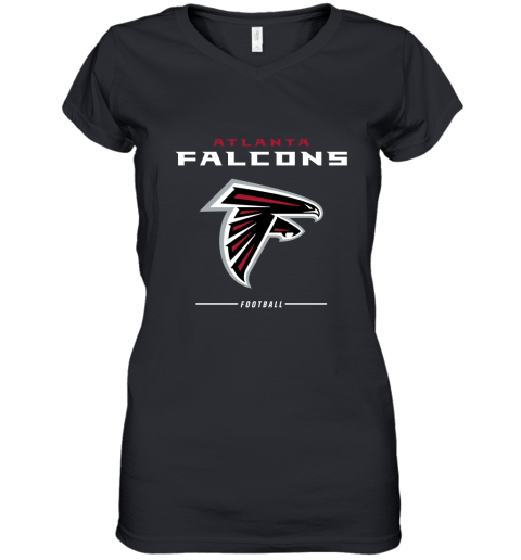 Atlanta Falcons NFL Pro Line Black Team Lockup Women's V-Neck T-Shirt
