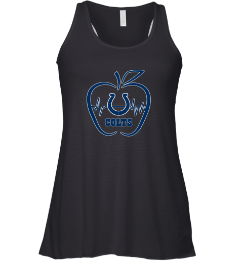 Apple Heartbeat Teacher Symbol Indianapolis Colts Racerback Tank