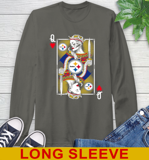 NFL Football Pittsburgh Steelers The Queen Of Hearts Card Shirt Long Sleeve T-Shirt 10