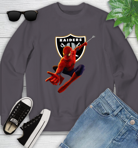 NFL Spider Man Avengers Endgame Football Oakland Raiders Youth Sweatshirt 6