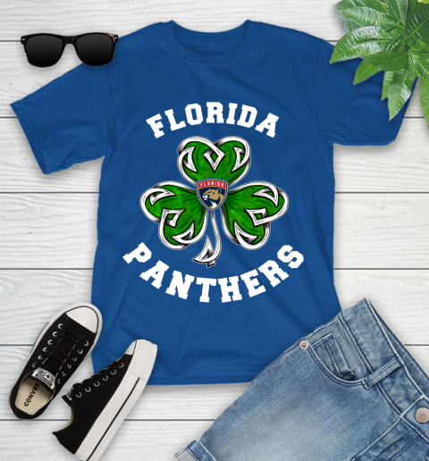 NHL Florida Panthers Three Leaf Clover St Patrick's Day Hockey Sports Youth T-Shirt 12