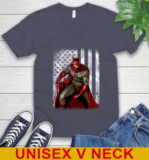 Tampa Bay Buccaneers NFL Football Batman DC American Flag Shirt V-Neck T-Shirt 7
