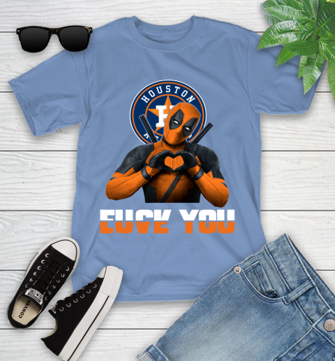 MLB Houston Astros Deadpool Love You Fuck You Baseball Sports Youth T-Shirt 15