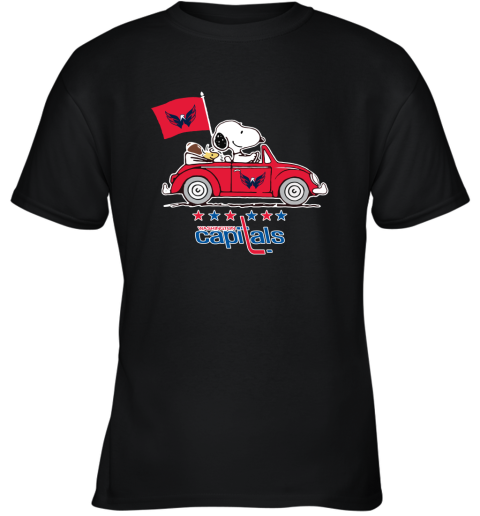 Snoopy And Woodstock Ride The Washington Capitals Car NHL Youth T-Shirt