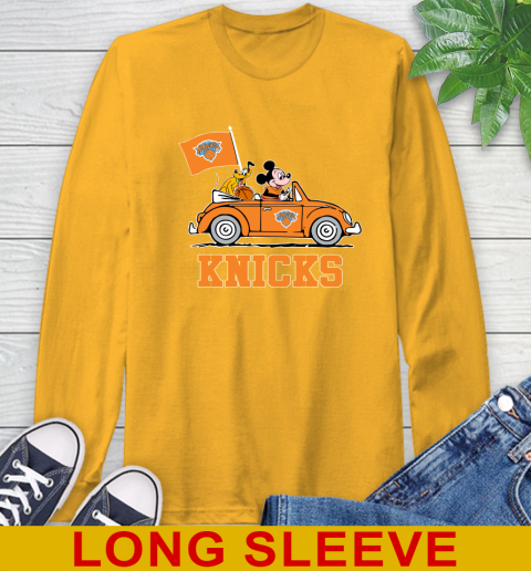 NBA Basketball New York Knicks Pluto Mickey Driving Disney Shirt Long Sleeve T-Shirt 3