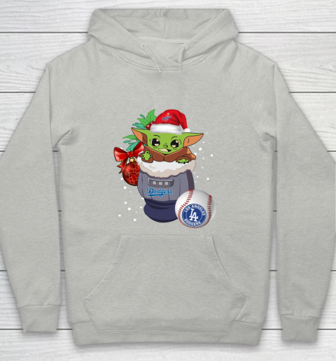 Los Angeles Dodgers Christmas Baby Yoda Star Wars Funny Happy MLB Youth Hoodie 2