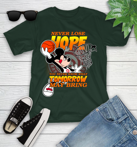 Atlanta Hawks NBA Basketball Mickey Disney Never Lose Hope Youth T-Shirt 5