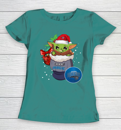Orlando Magic Christmas Baby Yoda Star Wars Funny Happy NBA Women's T-Shirt 12