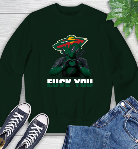 NHL Minnesota Wild Deadpool Love You Fuck You Hockey Sports Sweatshirt 12