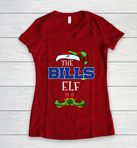 Buffalo Bills Christmas ELF Funny NFL Women's V-Neck T-Shirt 8