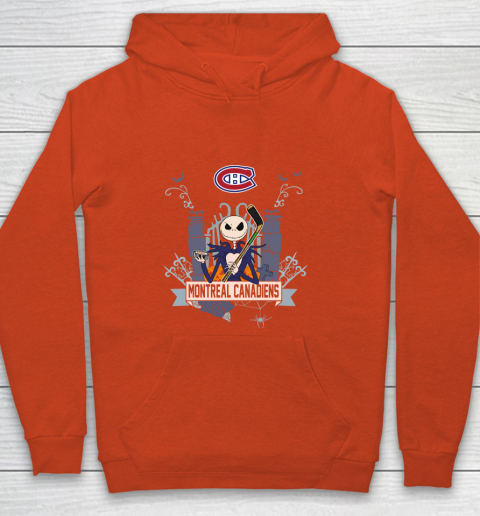 NHL Montreal Canadiens Hockey Jack Skellington Halloween Youth Hoodie 3