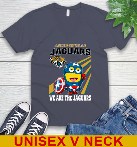 NFL Football Jacksonville Jaguars Captain America Marvel Avengers Minion Shirt V-Neck T-Shirt 7