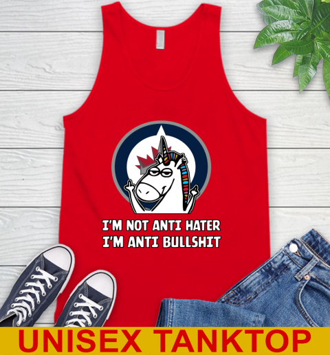 Winnipeg Jets NHL Hockey Unicorn I'm Not Anti Hater I'm Anti Bullshit Tank Top 6