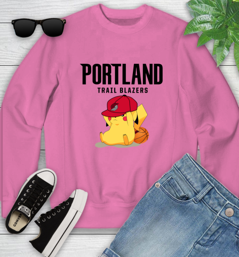 NBA Pikachu Basketball Sports Portland Trail Blazers Youth Sweatshirt 7