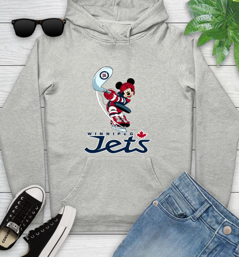 NHL Hockey Winnipeg Jets Cheerful Mickey Mouse Shirt Youth Hoodie 2