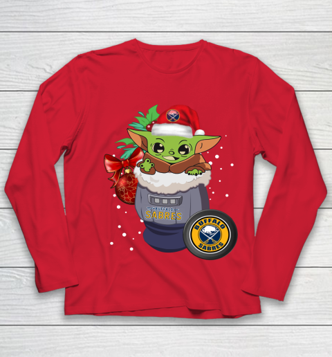 Buffalo Sabres Christmas Baby Yoda Star Wars Funny Happy NHL Youth Long Sleeve 10