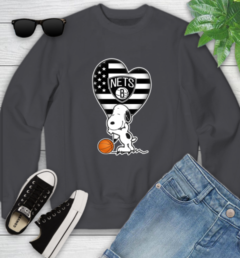 Brooklyn Nets NBA Basketball The Peanuts Movie Adorable Snoopy Youth Sweatshirt 6