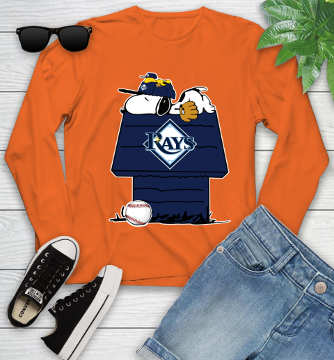 MLB Tampa Bay Rays Snoopy Woodstock The Peanuts Movie Baseball T Shirt Youth Long Sleeve 4