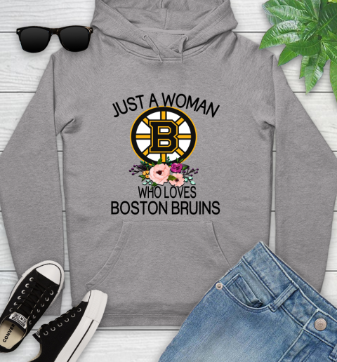 NHL Just A Woman Who Loves Boston Bruins Hockey Sports Youth Hoodie 4