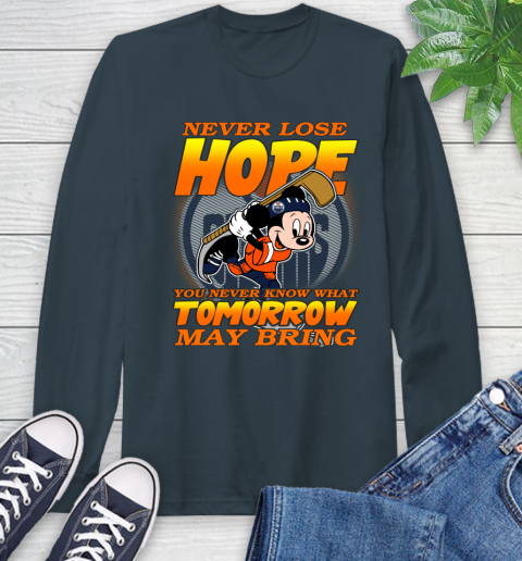 Edmonton Oilers NHL Hockey ootball Mickey Disney Never Lose Hope Long Sleeve T-Shirt 9