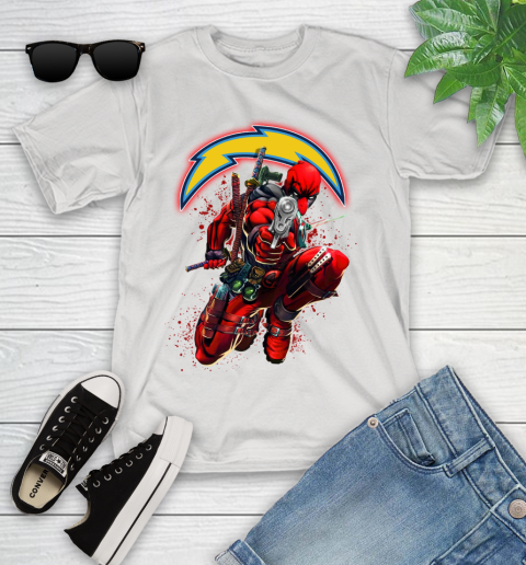 NFL Deadpool Marvel Comics Sports Football Los Angeles Chargers Youth T-Shirt