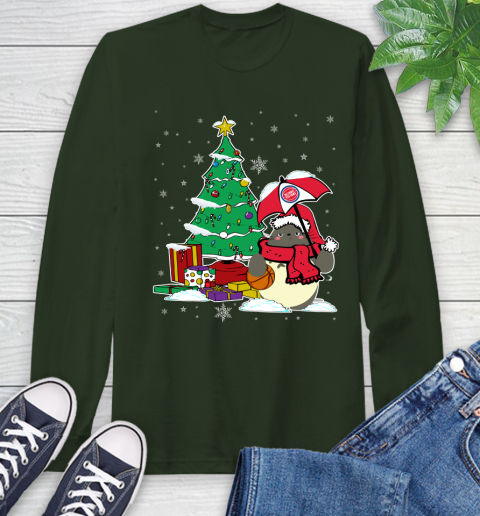Detroit Pistons NBA Basketball Cute Tonari No Totoro Christmas Sports Long Sleeve T-Shirt 7