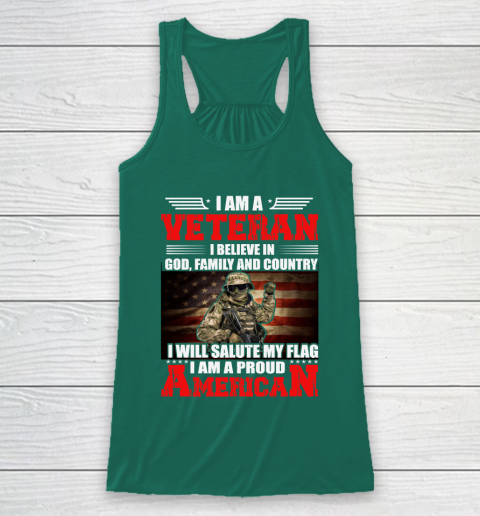 Veteran Shirt Im a Veteran I Believe In God Family And Country Anerican Flag Racerback Tank 5