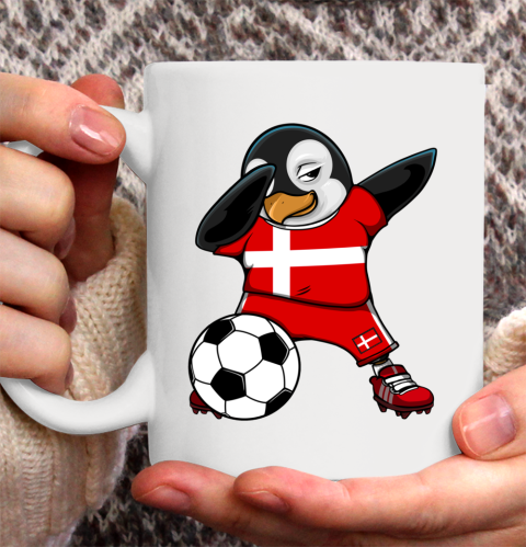 Dabbing Penguin Denmark Soccer Fans Jersey Football Lovers Ceramic Mug 11oz