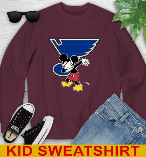St.Louis Blues NHL Hockey Dabbing Mickey Disney Sports Youth Sweatshirt 5