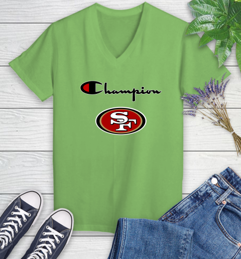 NFL Football San Francisco 49ers Champion Shirt Women's V-Neck T-Shirt 7