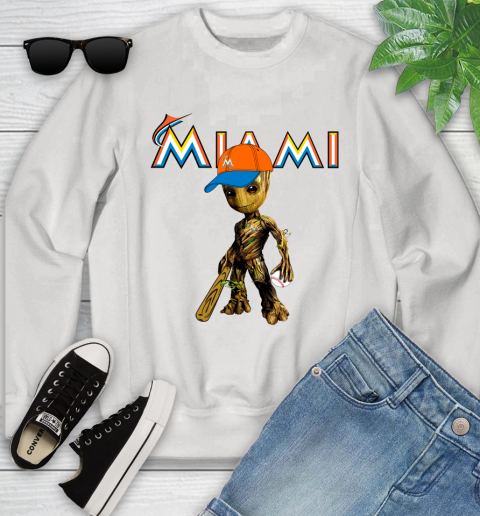 MLB Miami Marlins Groot Guardians Of The Galaxy Baseball Youth Sweatshirt