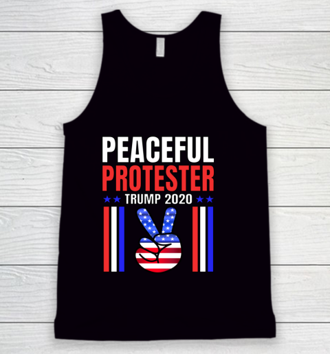 PEACEFUL PROTESTER TRUMP 2020 Rally Peace Sign Patriotic Tank Top