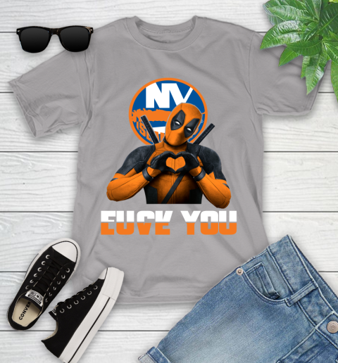 NHL New York Islanders Deadpool Love You Fuck You Hockey Sports Youth T-Shirt 4