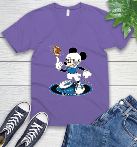 NFL Football Detroit Lions Cheerful Mickey Disney Shirt V-Neck T-Shirt 9