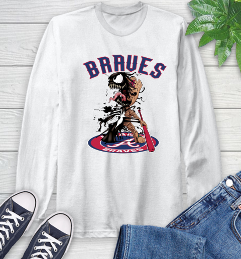 MLB Atlanta Braves Baseball Venom Groot Guardians Of The Galaxy Long Sleeve T-Shirt