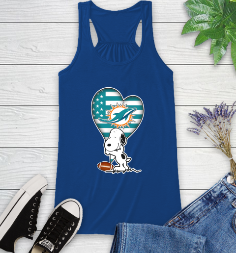 Miami Dolphins NFL Football The Peanuts Movie Adorable Snoopy Racerback Tank 9