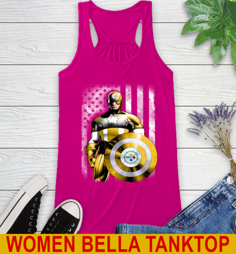 Pittsburgh Steelers NFL Football Captain America Marvel Avengers American Flag Shirt Racerback Tank 6