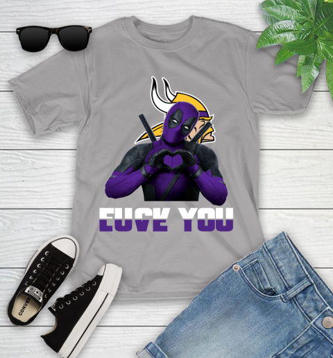 NHL Minnesota Vikings Deadpool Love You Fuck You Football Sports Youth T-Shirt 4