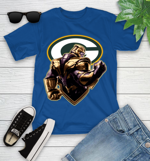 NFL Thanos Avengers Endgame Football Sports Green Bay Packers Youth T-Shirt 9