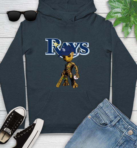 MLB Tampa Bay Rays Groot Guardians Of The Galaxy Baseball Youth Hoodie 8