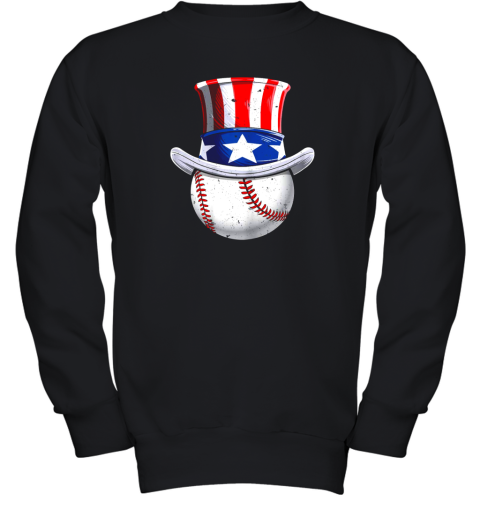 Baseball Uncle Sam Shirt 4th of July Boys American Flag Youth Sweatshirt