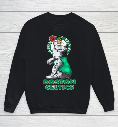 NBA Basketball My Cat Loves Boston Celtics Youth Sweatshirt